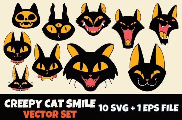 Halloween Black Cat Illustration SVG Set Review