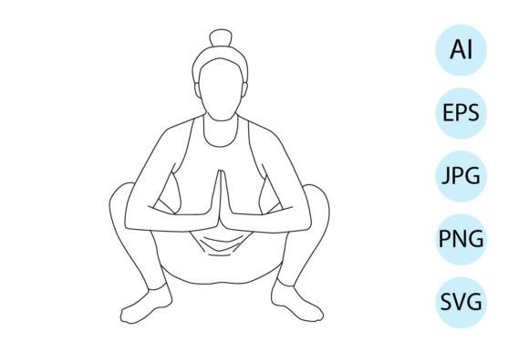 Line Art of Yoga in Garland Pose Review